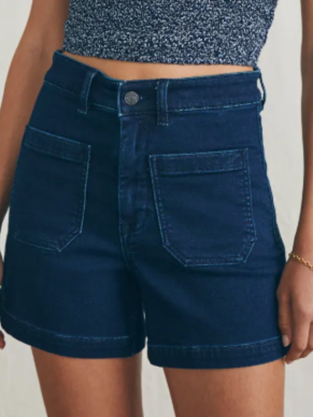 Faherty Women's Stretch Terry Patch Pocket Denim Shorts - Size 32